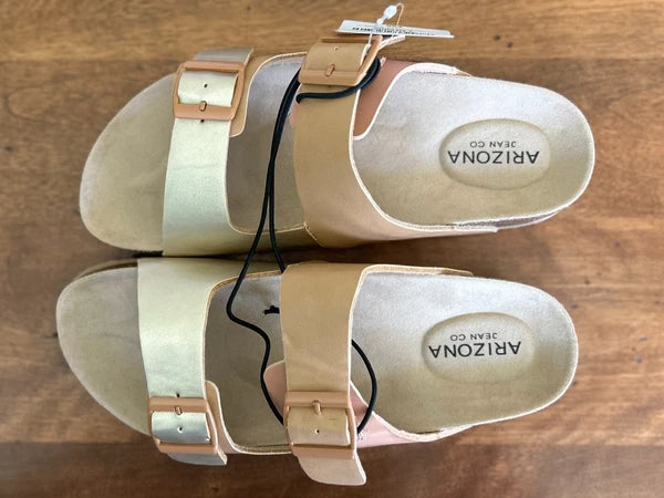Arizona Jean Co Sandals Flex style Tan/Multi size 7 new with box