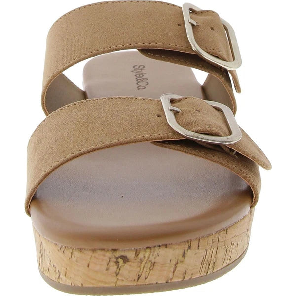 Style & Co. Womens Temppestt Tan Slide Sandals Shoes 9.5 Medium (B,M) BHFO 5237