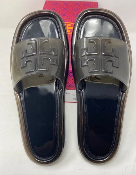 NIB TORY BURCH $188 BLACK BUBBLE JELLY SLIDE SANDAL/Sz 7 37 EU Style 85010