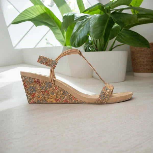 Style & Company Womens Mulan Cork TStrap Wedge Sandals Floral Cork 2 Size 8M NIB