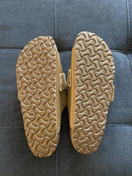 Birkenstock Kyoto Slide Sandal Suede Embossed Corduroy Cork Brown EU 40 W9 M7