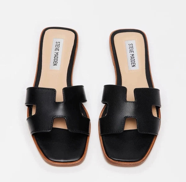 Steve Madden Hadyn Women Sandals Black Leather -Size 5M