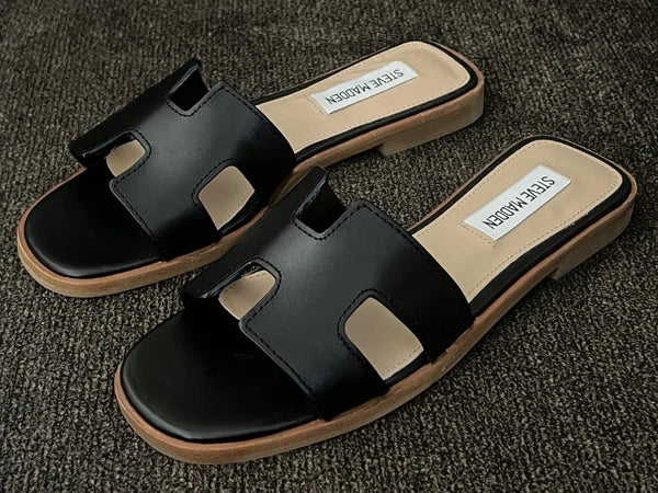 Steve Madden Hadyn Women Sandals Black Leather -Size 5M