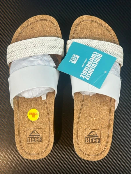 Reef Women’s US 9 Cushion Vista Hi White Braid Slip On Sandal, Style # CI9861